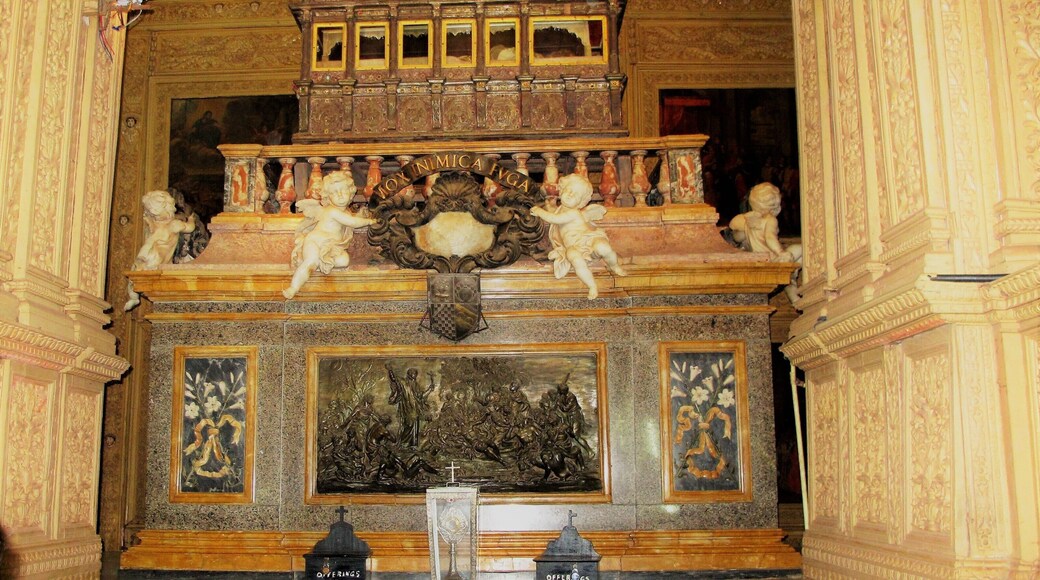The tomb of St. Francis Xavier housed in the Basilica of Bom Jesus. #Details
Built at the end of the 16th century, the Basilica of Bom Jesus meaning Good or Infant Jesus is a UNESCO World Heritage Site. It holds the mortal remains of St. Francis Xavier, who went to India from Portugal to preach the gospel and do missionary work in Goa and other Portuguese provinces in India at the time. #Details