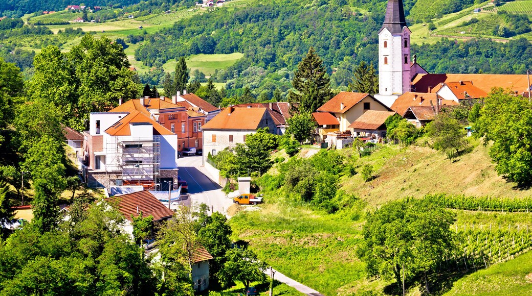 Picturesque town of Klanjec in green landscape view