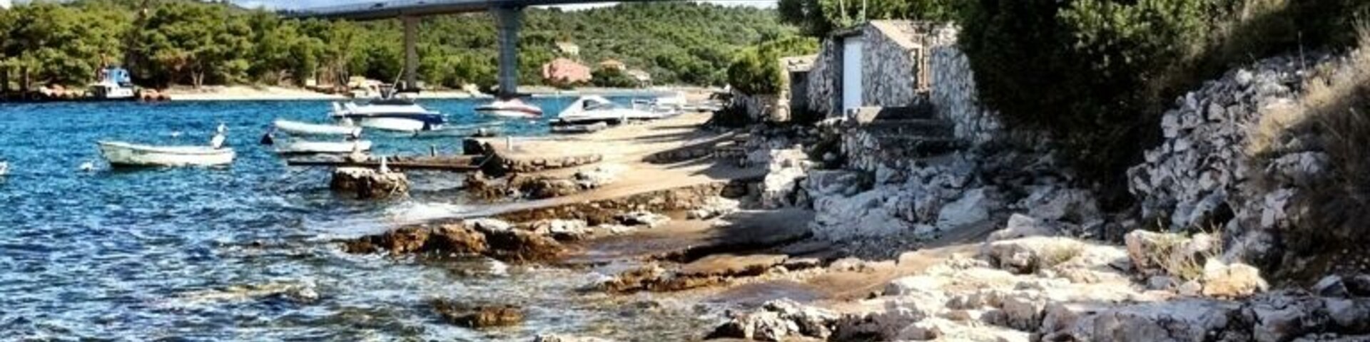 New small bridge in Mali Zdrelac. Bridge connect islands ofUgljan and Pasman