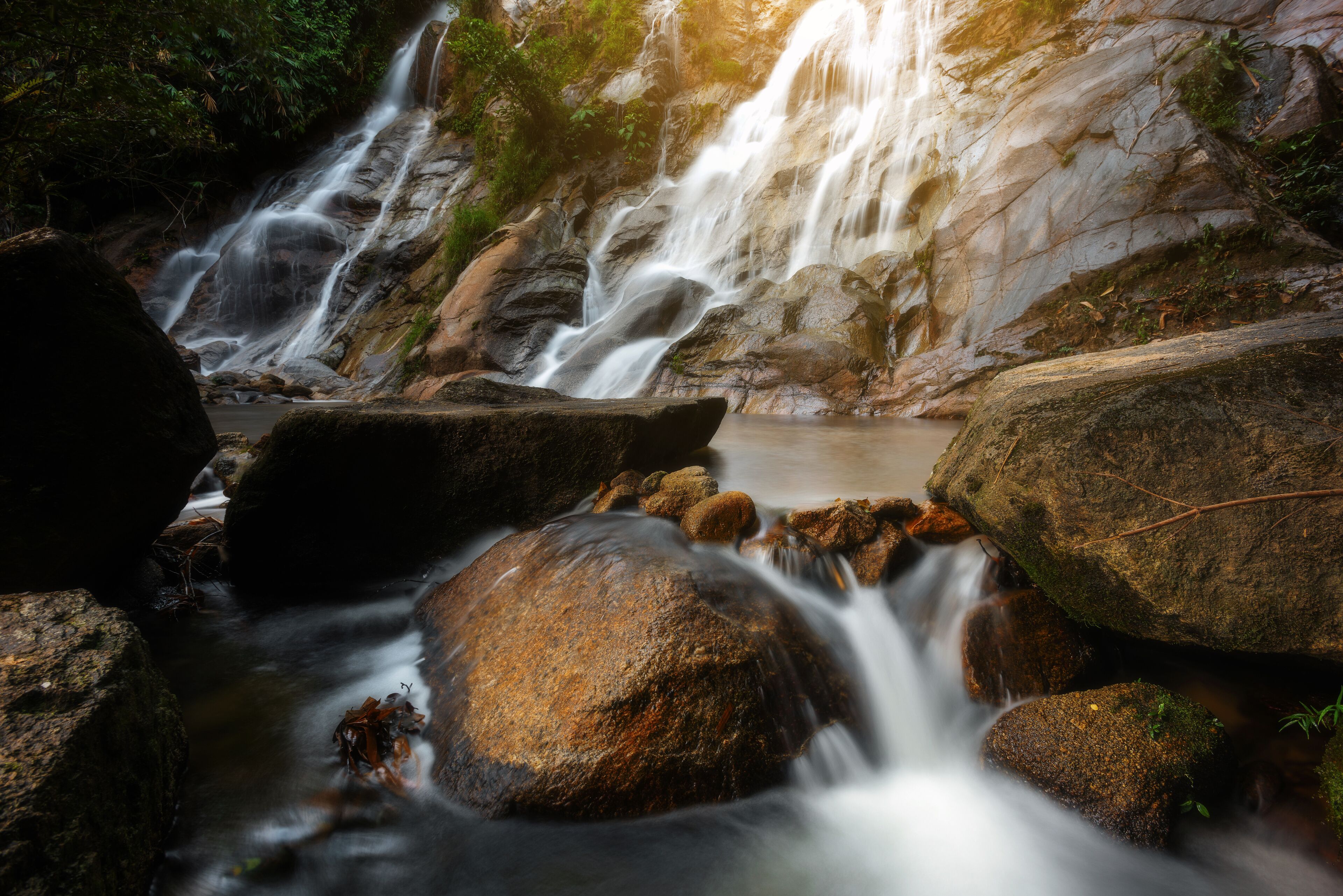 Amazing nature scenery in Lata Penyel Sungai Siput Perak, Malaysia. Long exposure and noise visible due to long exposure.