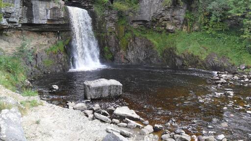 one of the many waterfalls on the ingleton waterfall trail