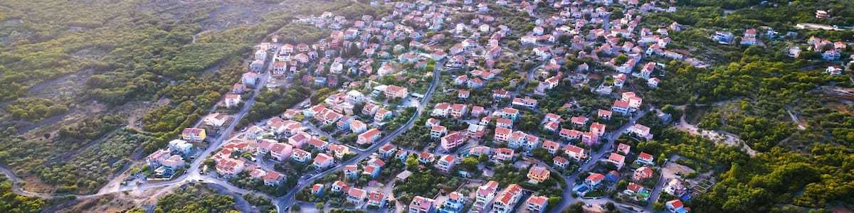 Village of Kornic on Krk island aerial view