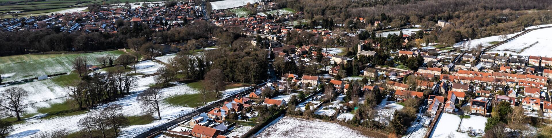 Aerial view of the North Yorkshire Moors village of Thornton Le dale