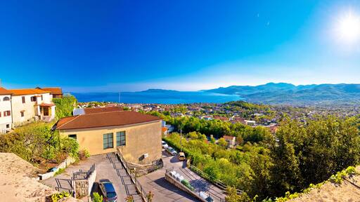Old town Kastav and Kvarner bay panoramic view