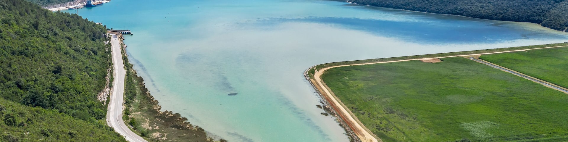 an aerial view of Rasa bay, Istria, Croatia