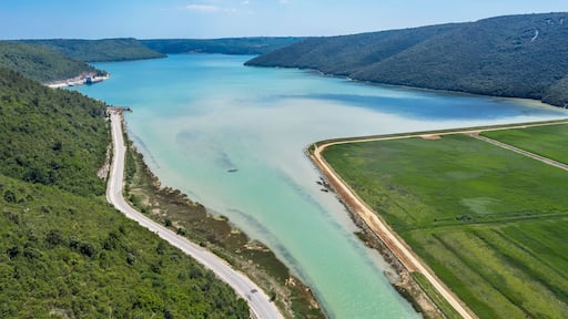 an aerial view of Rasa bay, Istria, Croatia
