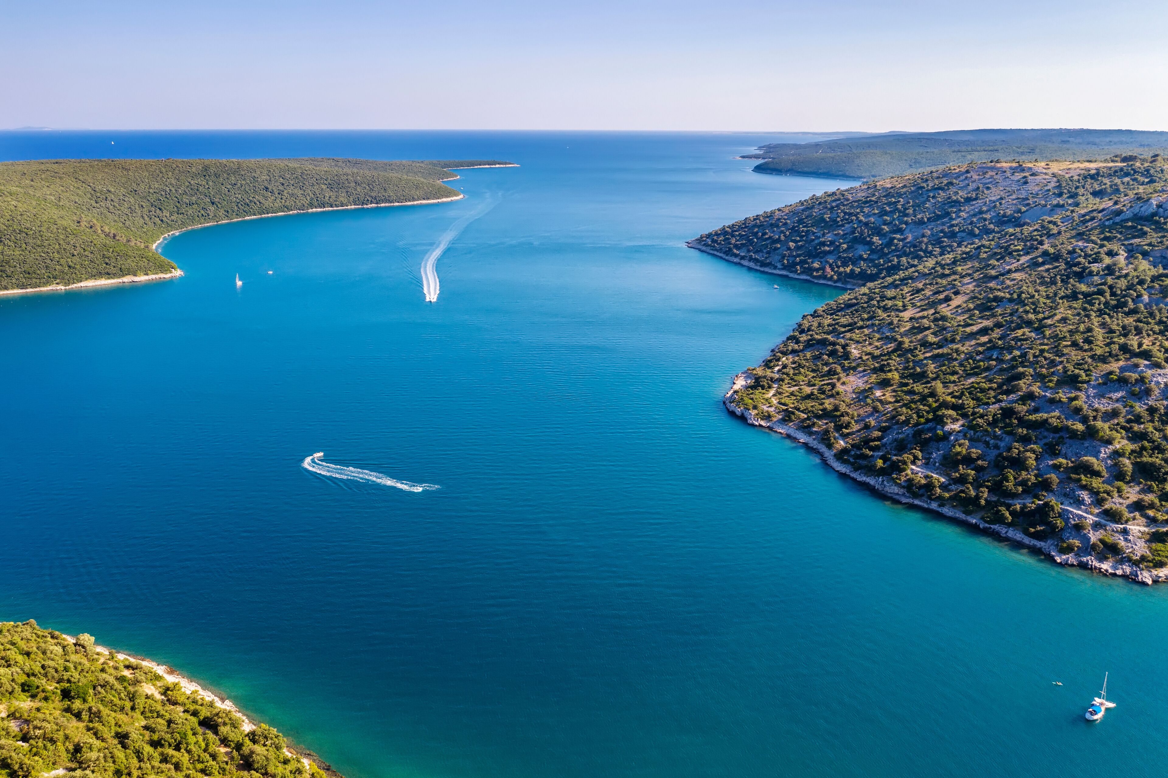 An aerial view of Rasa bay, Istria, Croatia