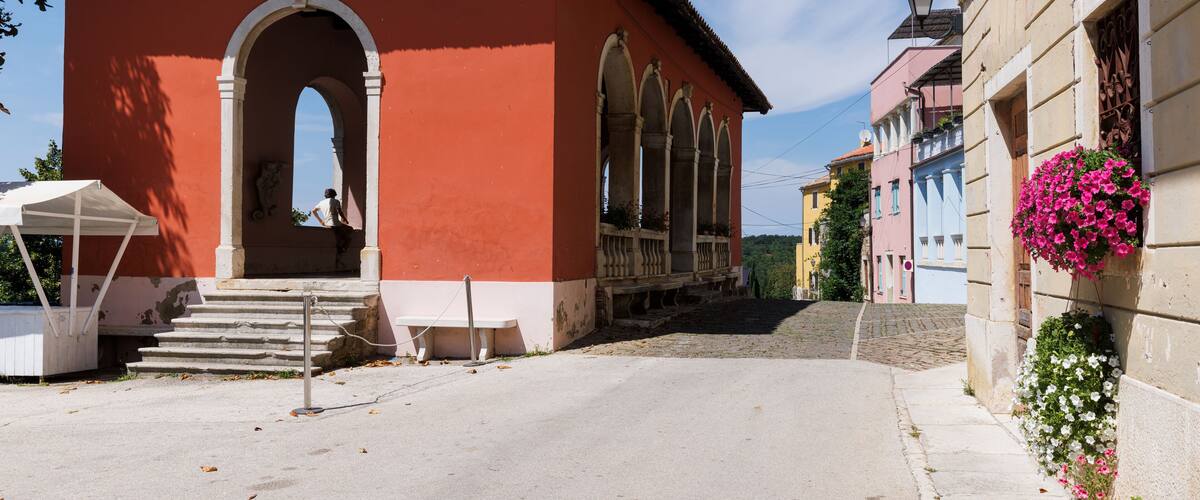The historical Loggia Square, Oprtalj