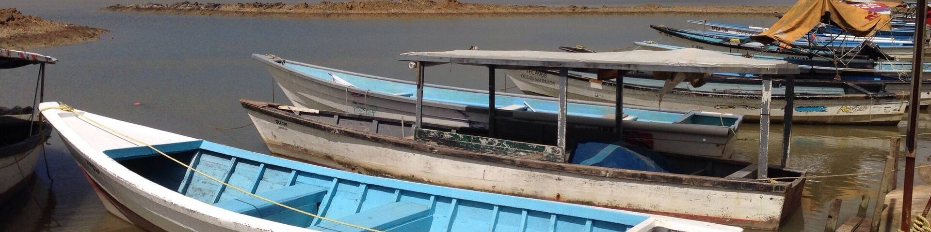 Fishing Boats docked outside of Waterloo along the west coast of Trinidad. In addition to the great scenery (Port of Spain and the NW coast of Trinidad are visible in the distance) this is an excellent place to look for birds including several over-wintering shorebird species like Whimbrel and Black-necked Stilts.