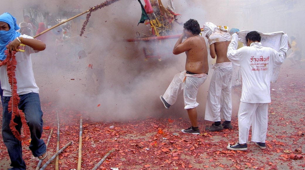 At the Vegetarian Festival, they also blow off lots of fireworks to ward off evil spirits.