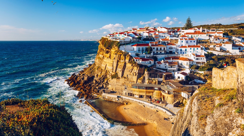 Landscape of Azenhas do Mar. Azenhas do Mar is a seaside town (residential neighborhood) in the municipality of Sintra, Portugal. Close to Lisboa, Portugal.