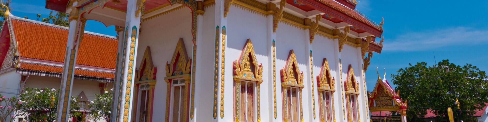 Pagoda, main temple, Wat Sawang Arom, Rawai, Phuket island, Thailand