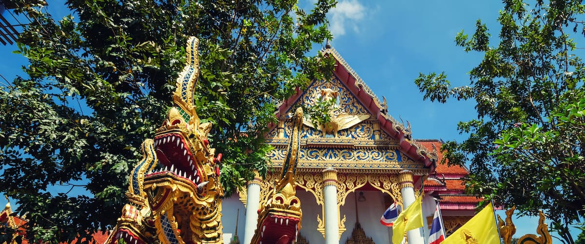 Wat Wichit Sangkaram temple landmark Phuket town, Thailand.