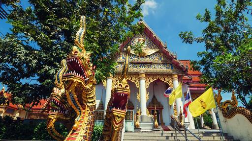 Wat Wichit Sangkaram temple landmark Phuket town, Thailand.