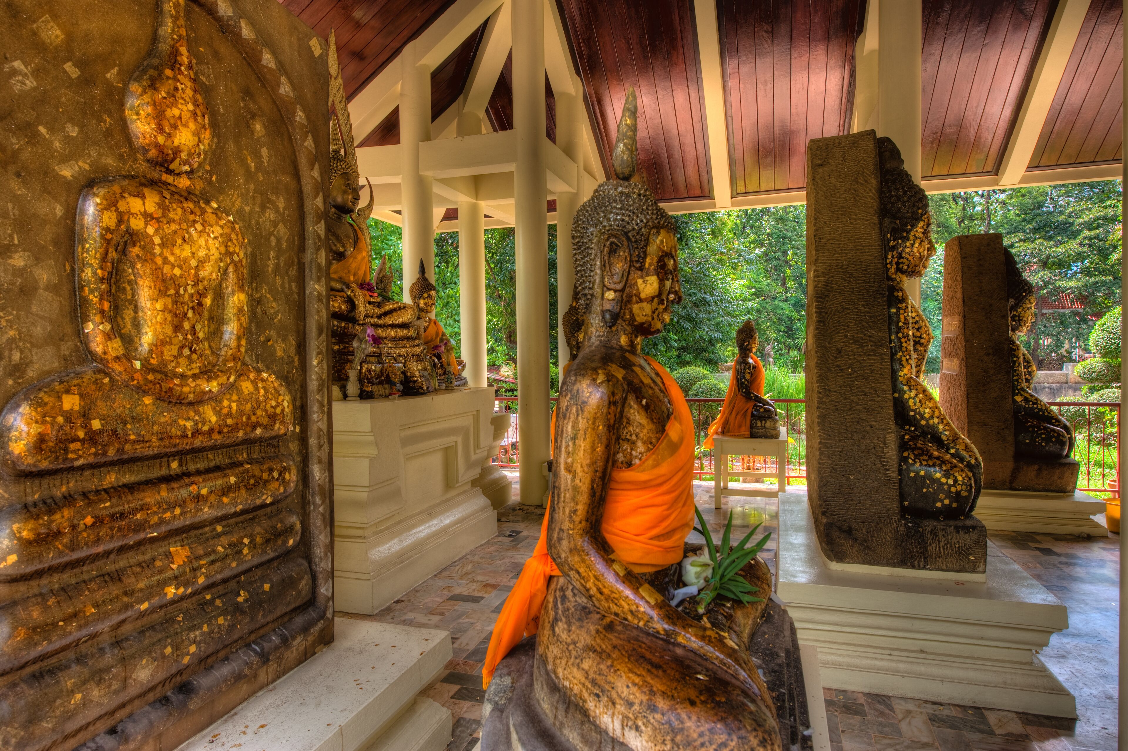 Buddha statues at Wat Pho Bang Khla,  Chaochengsao, Thailand