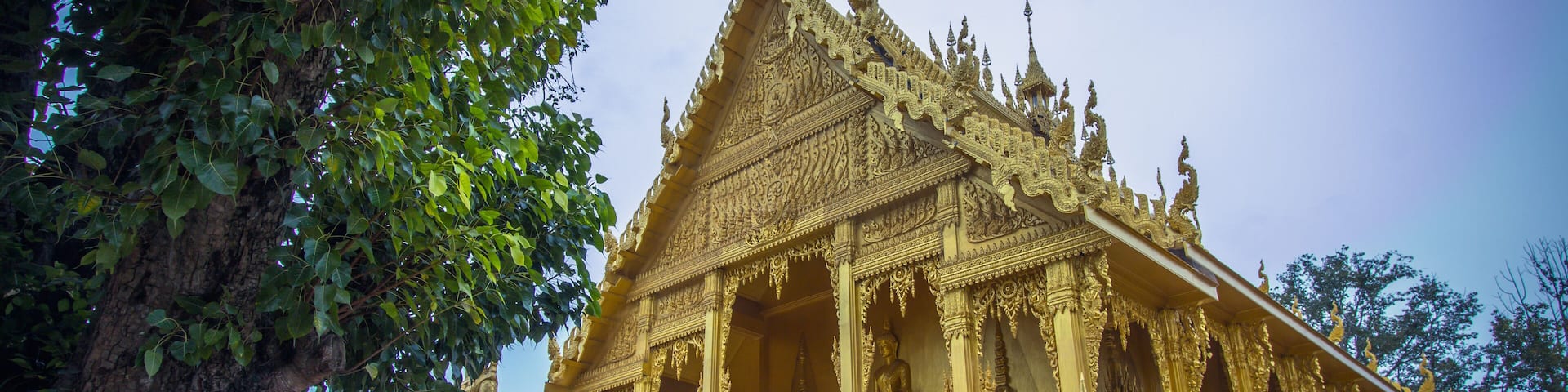 Bangkhla,Chachoengsao Province,Thailand on September 8,2018:Beautiful golden chapel of Wat Paknam Jolo