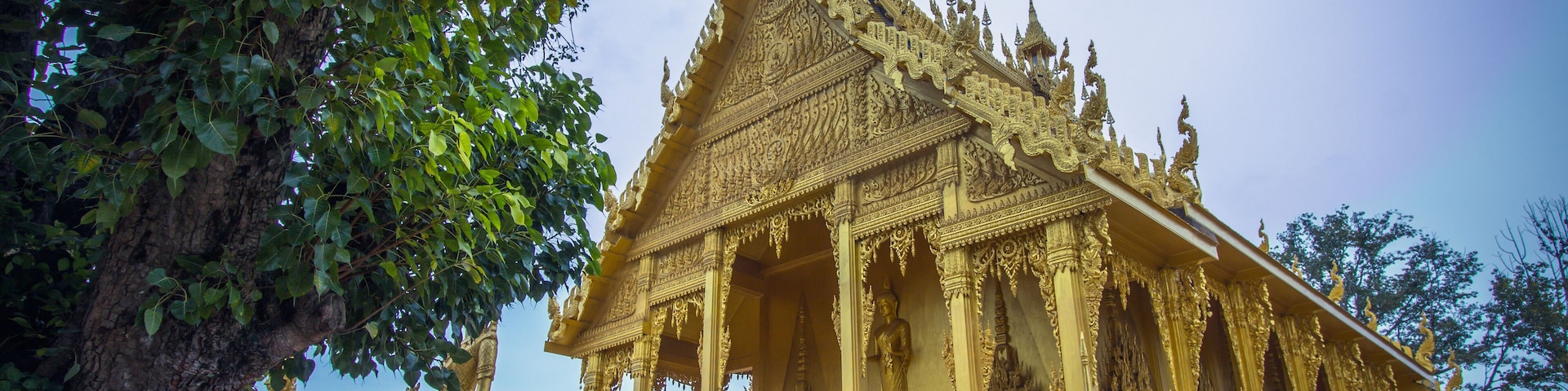 Bangkhla,Chachoengsao Province,Thailand on September 8,2018:Beautiful golden chapel of Wat Paknam Jolo