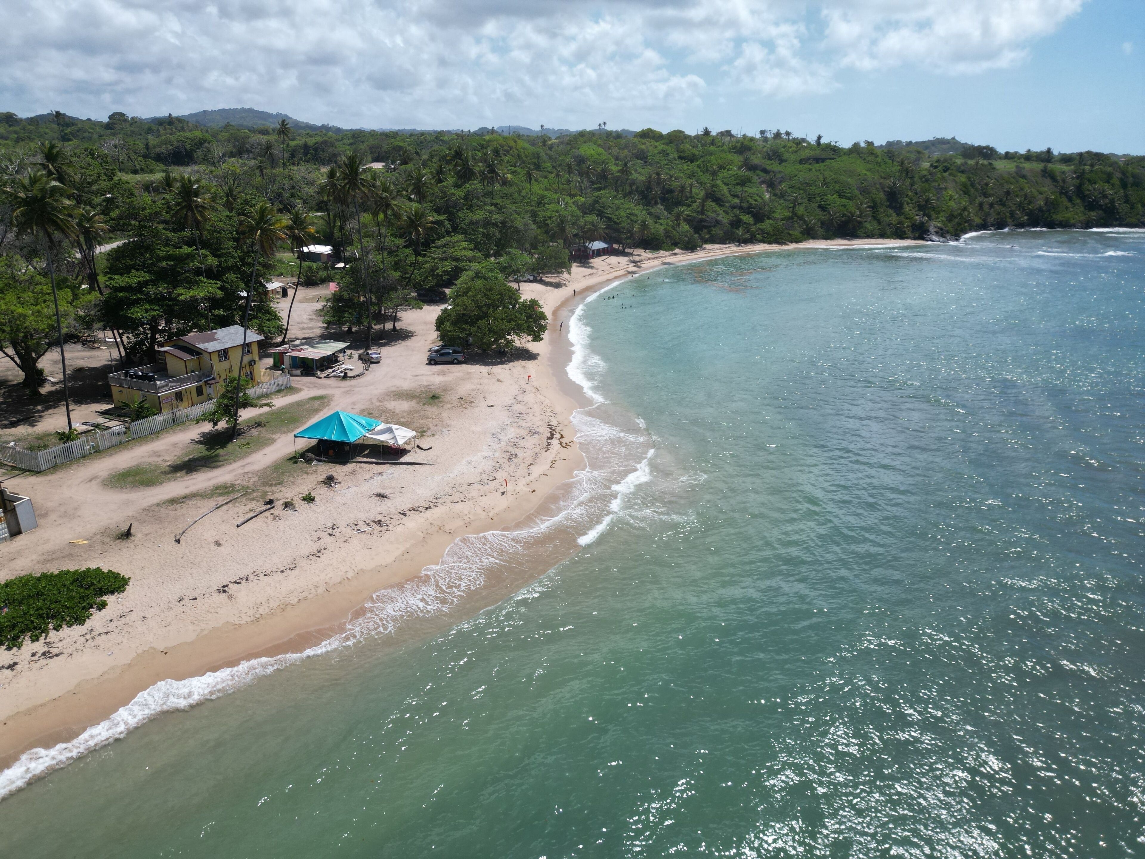 Aerial view of Toco coastal view in Trinidad