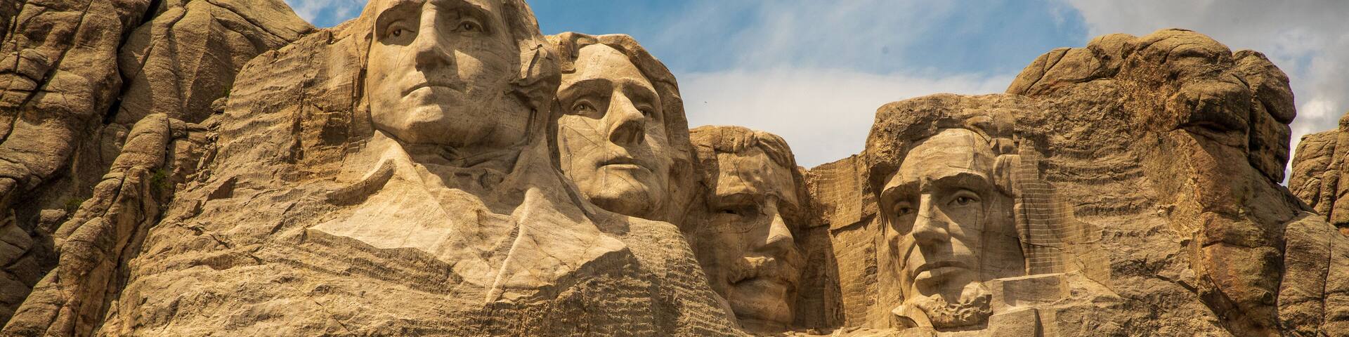 Iconic panorama of Mount Rushmore in South Dakota, United States of America. Tourism, travelling hot spot.