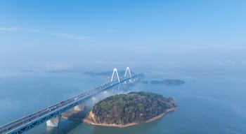 Aerial View Sea Fog Yeongjong Grand Bridge