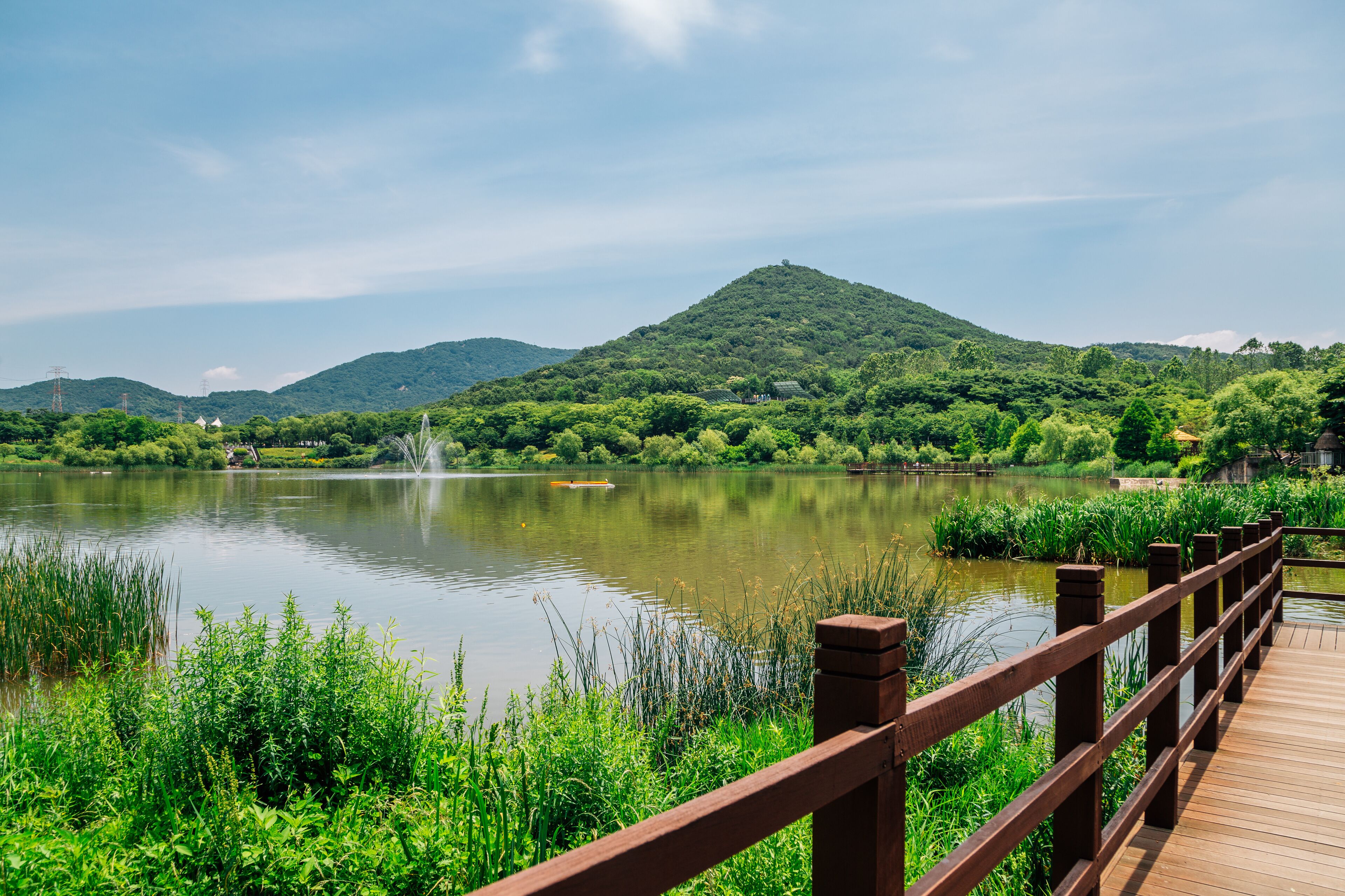 Summer lake at Incheon Grand Park in Korea