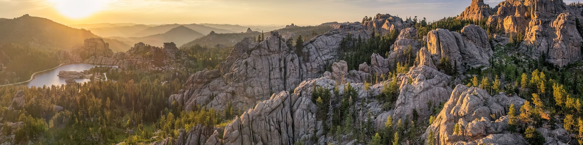 Sunset on Sylvan Lake at Custer State Park in the Black Hills of South Dakota