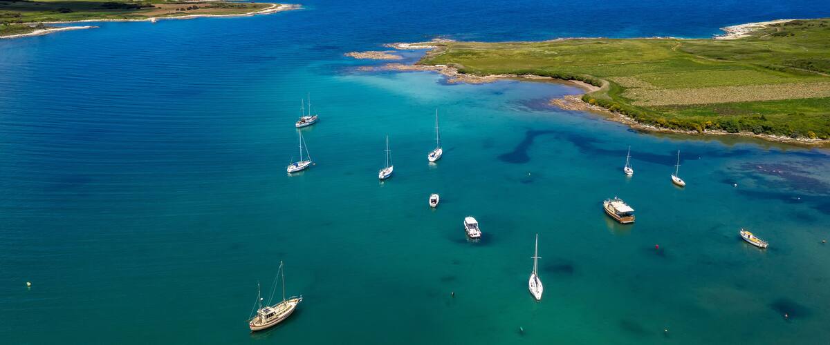 Aerial shot of Kuje lagoon, Ližnjan, Istria, Croatia