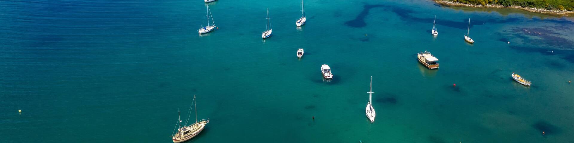 Aerial shot of Kuje lagoon, Ližnjan, Istria, Croatia