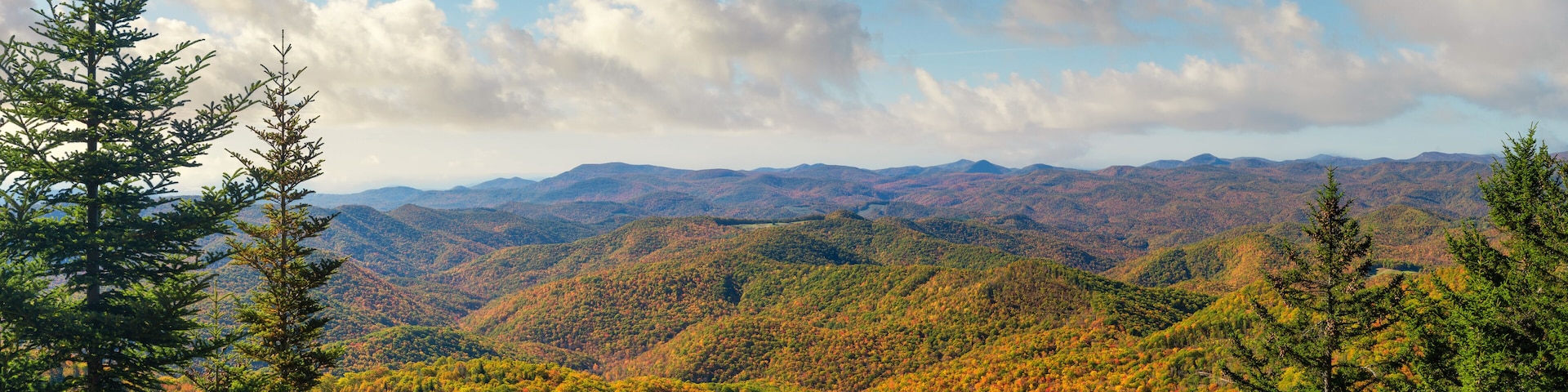 Blue Ridge Parkway overlook in Autumn near Asheville North Carolina