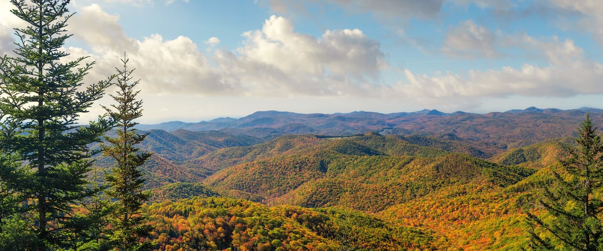 Blue Ridge Parkway overlook in Autumn near Asheville North Carolina
