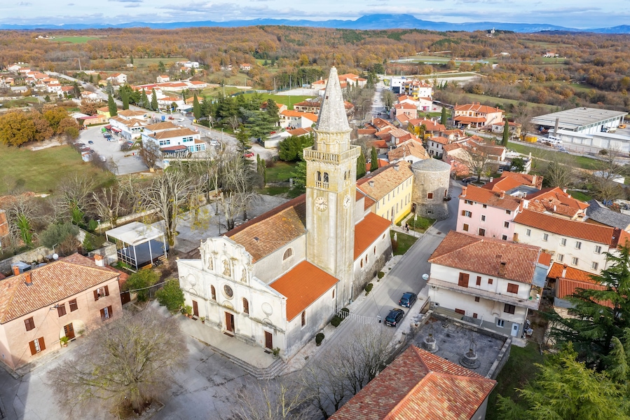 An aerial view of Zminj, Istria, Croatia