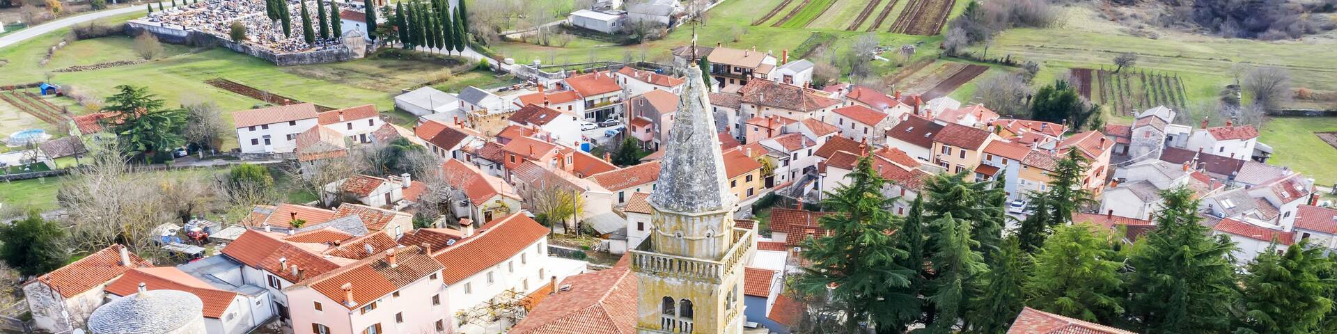 An aerial view of Zminj, Istria, Croatia