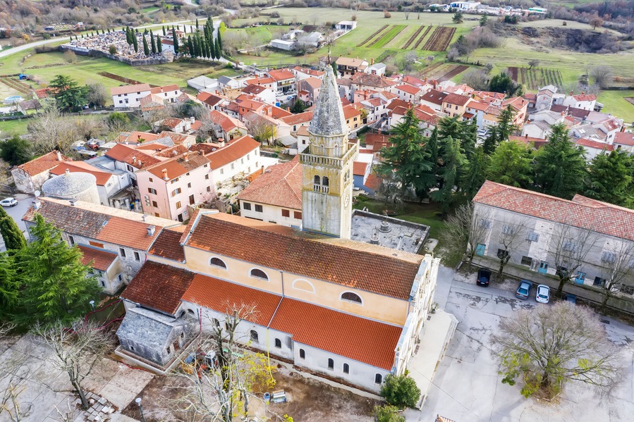 An aerial view of Zminj, Istria, Croatia