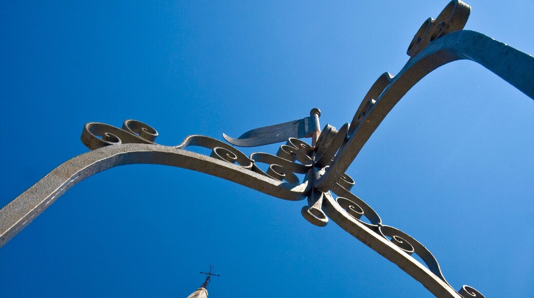 Church and the clock tower from the well in Zminj