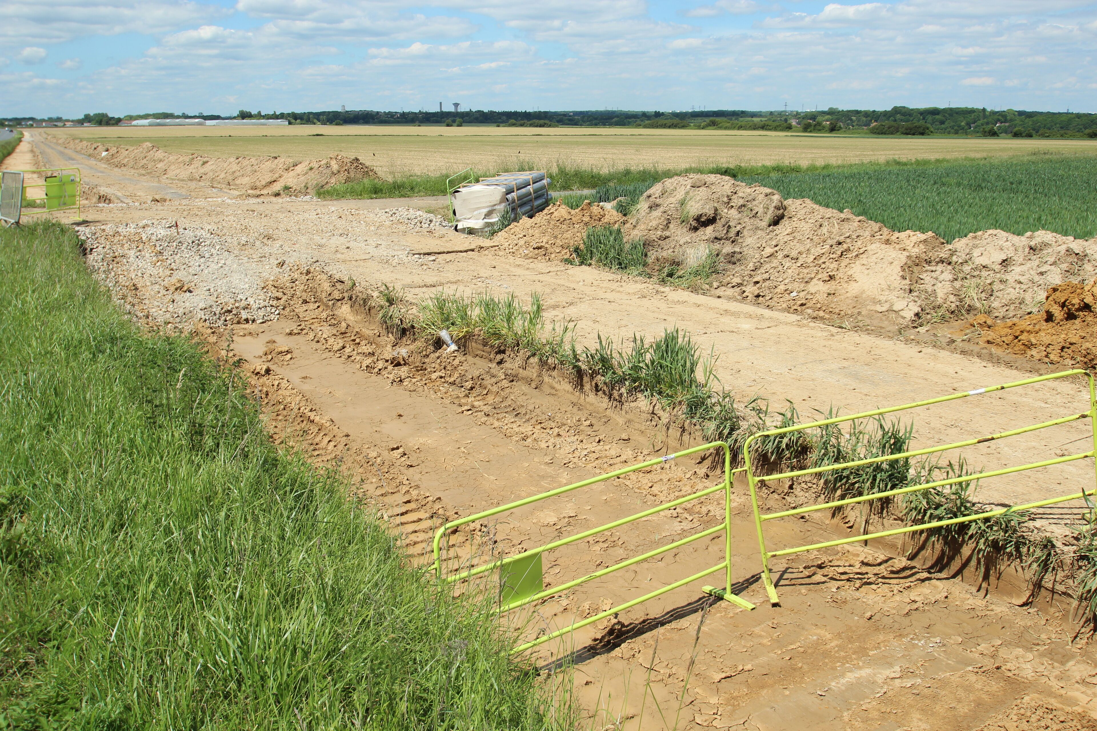 Construction works on the D36 road in Vauhallan, France.