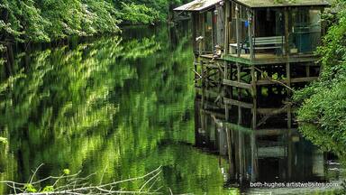 Along a creek I happened upon. The reflections almost made me dizzy.