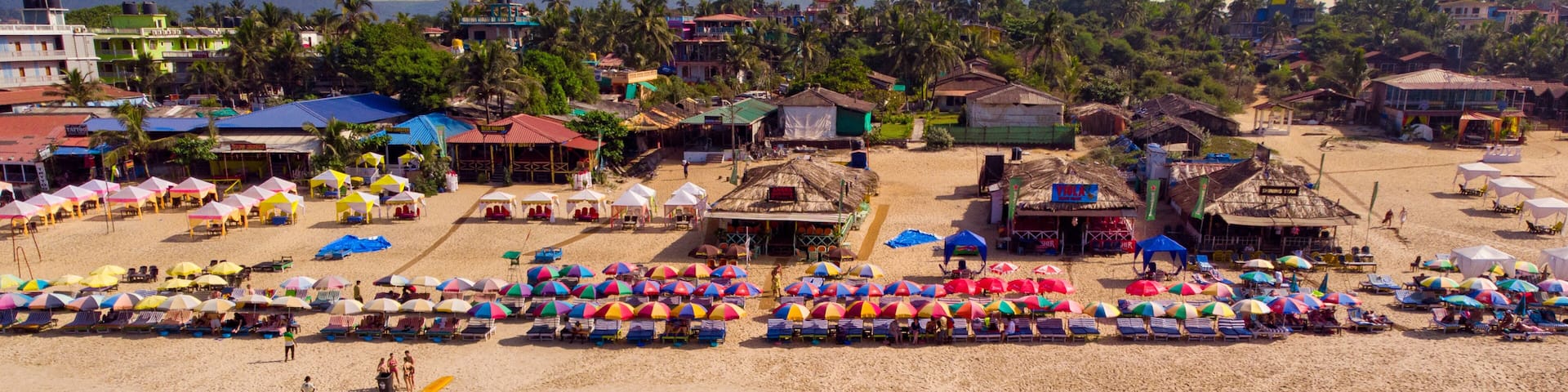 aerial view of the Baga Beach, Goa, India.
