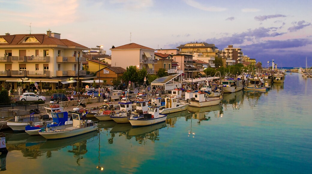 Fishing Boats docked in Igea Marina Bellaria in Rimini at sunset