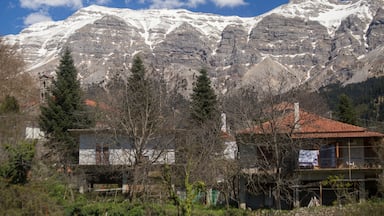 kipseli village in Arta perfecture view from central square to the mountain
