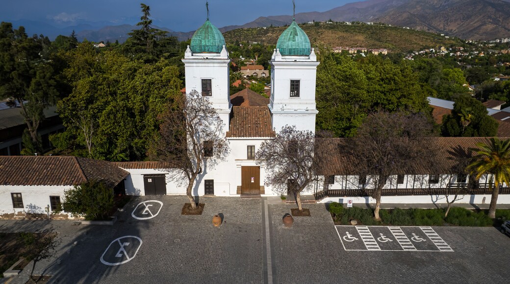 Aerial view of the Church of San Vicente de Ferrer de Los Dominicos in Santiago de Chile and magnificent City
