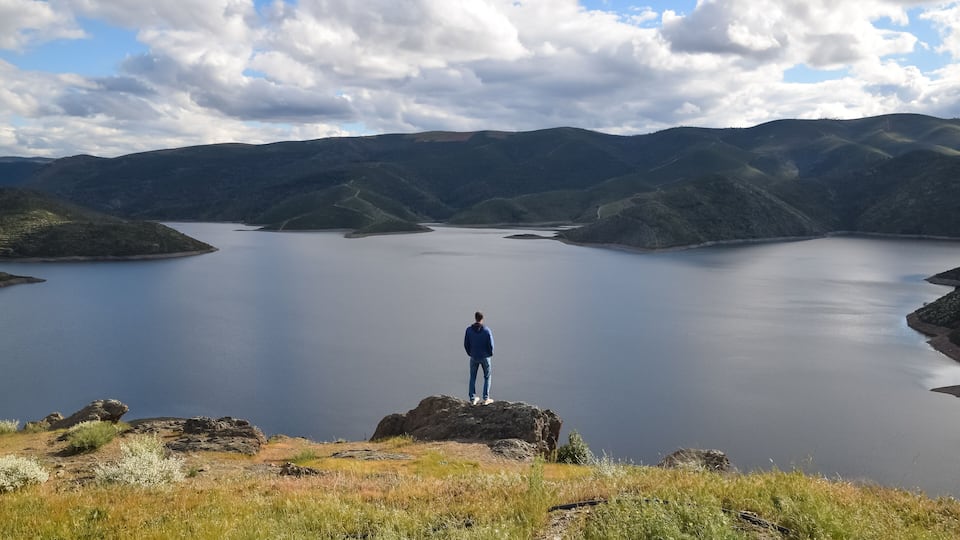 Young man enjoying a natural landscape in Portugal