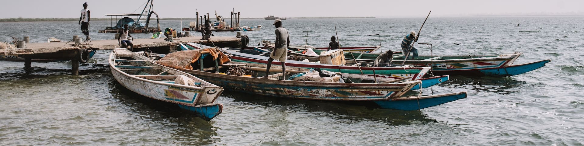 Riverbank with boats floating
