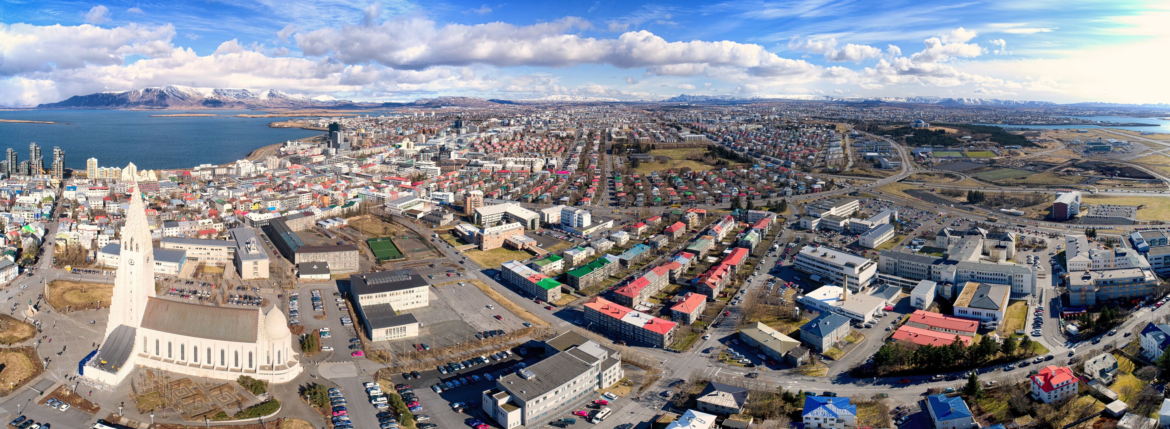 Aerial panorama of Reykjavik