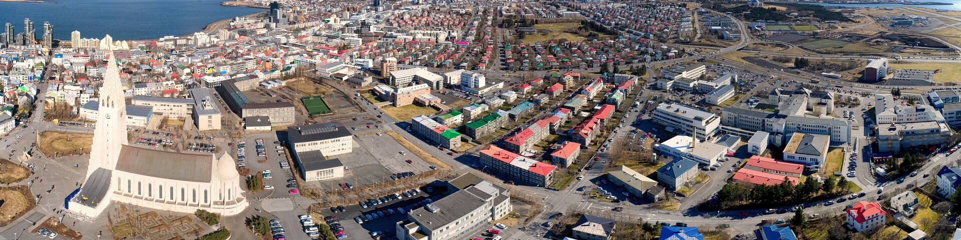 Aerial panorama of Reykjavik