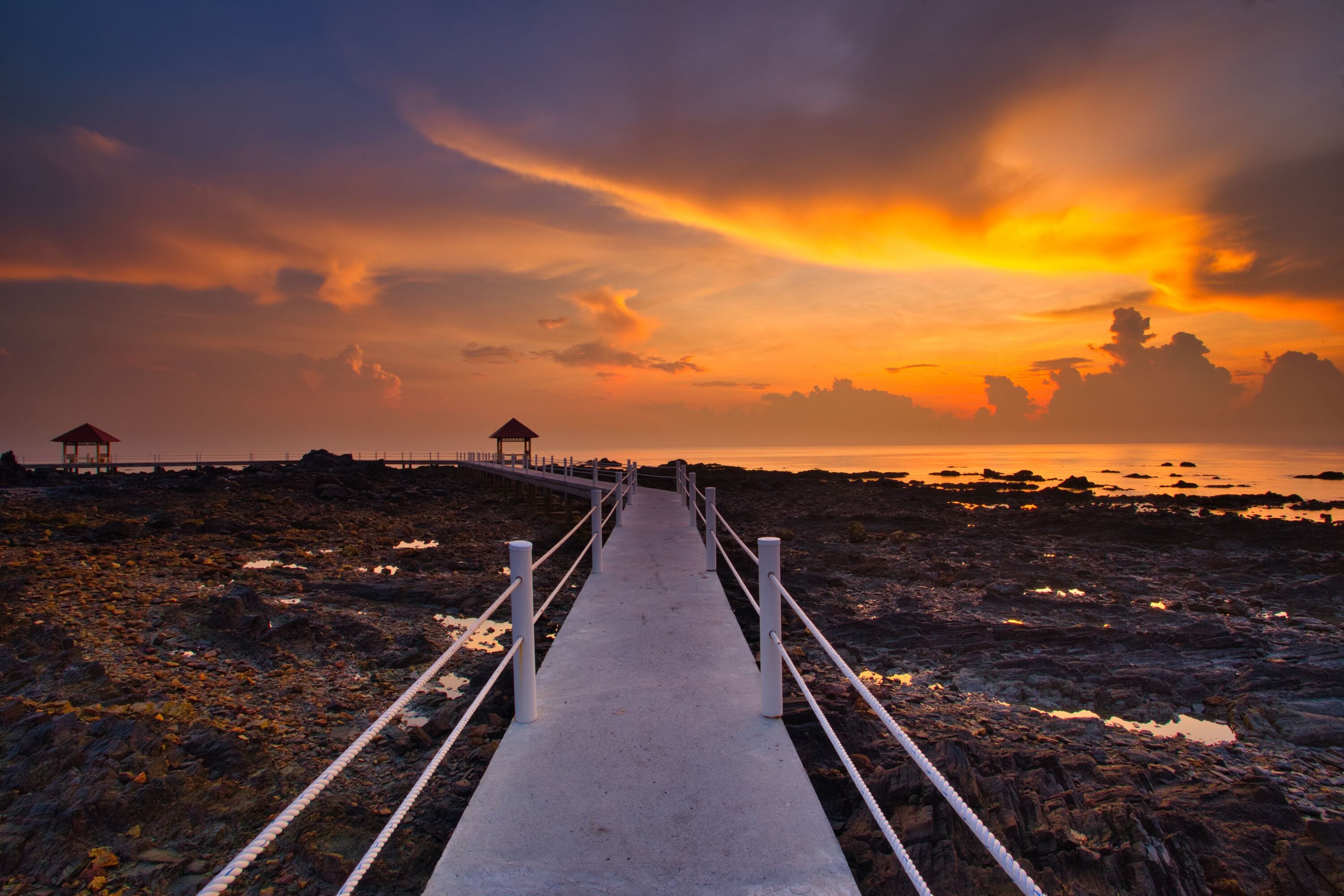 Fine art image of  jetty at Tanjung Balau,Kota tinggi  Malaysia. Soft Focus due to long exposure