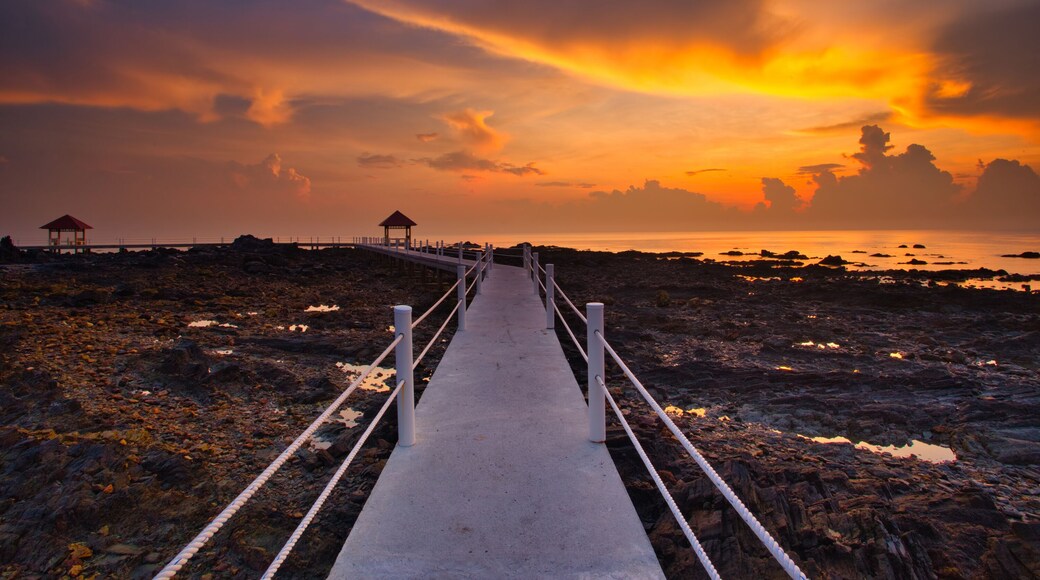 Fine art image of jetty at Tanjung Balau,Kota tinggi Malaysia. Soft Focus due to long exposure
