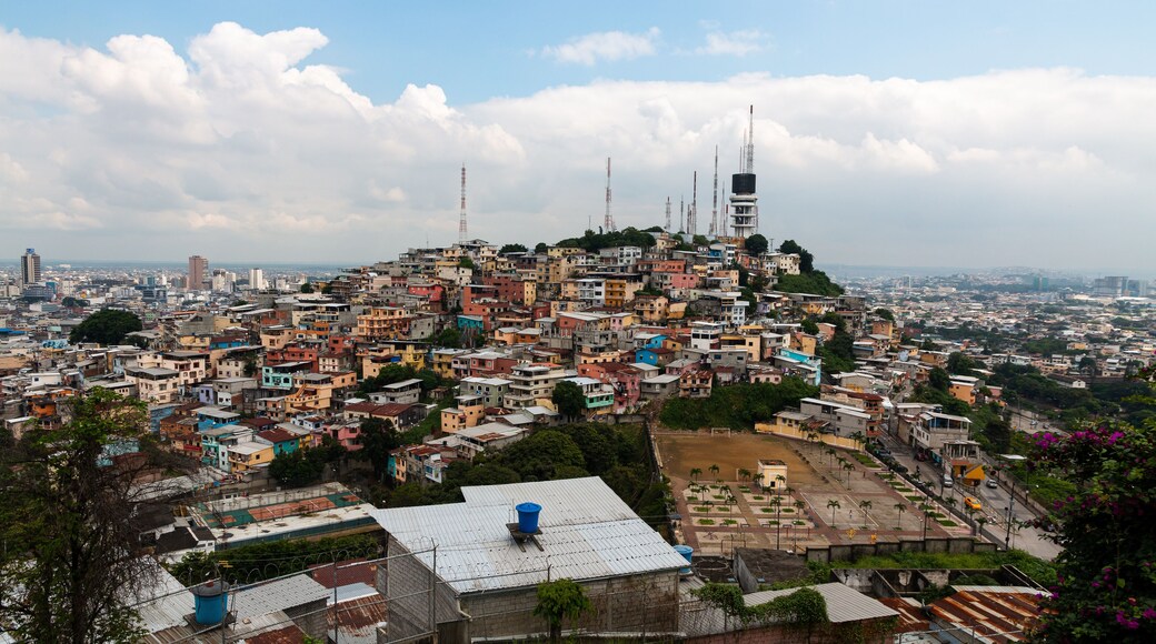 Vista panorámica de las favelas de cerro santa ana, guayaquil, ecuador
