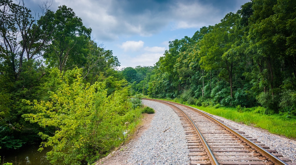 Creek and railroad track in rural Carroll County, Maryland.