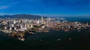 Aerial panoramic view of Penang Island, Malaysia.