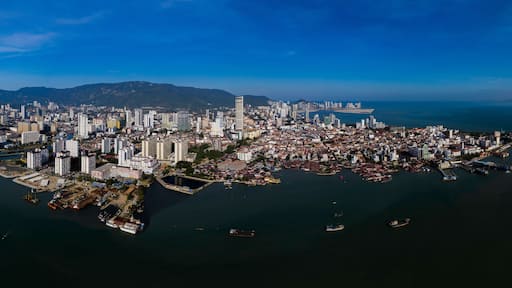 Aerial panoramic view of Penang Island, Malaysia.